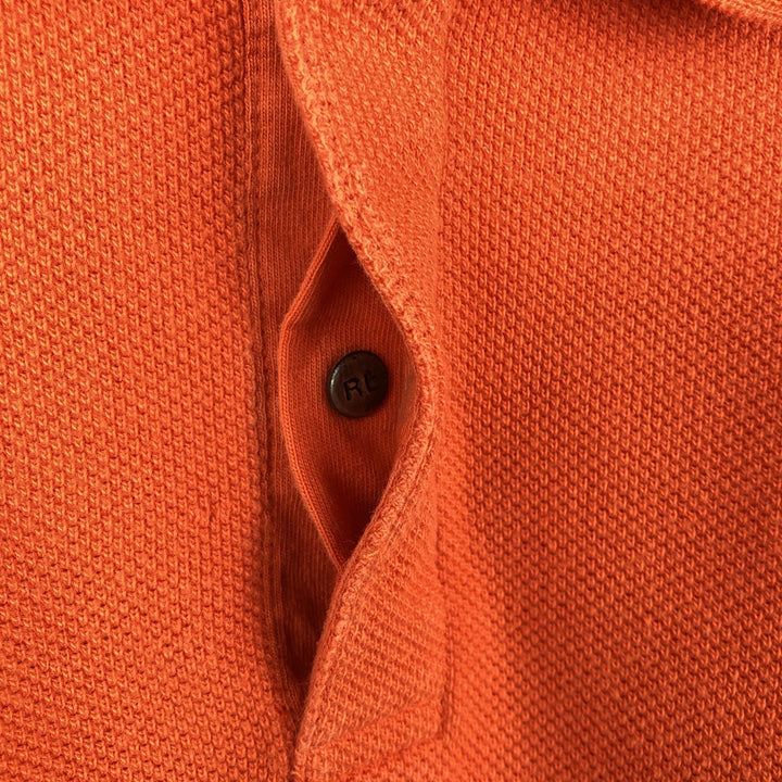 Ralph Lauren POLO by Ralph Lauren CUSTOM FIT short sleeve polo shirt, men's size L cotton orange type Vintage Second Hand