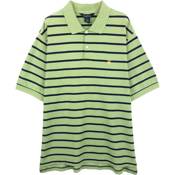 Brooks Brothers Short-Sleeve Striped Polo Shirt, Men's Size XL (approx.) cotton green type yellow green Vintage Second Hand