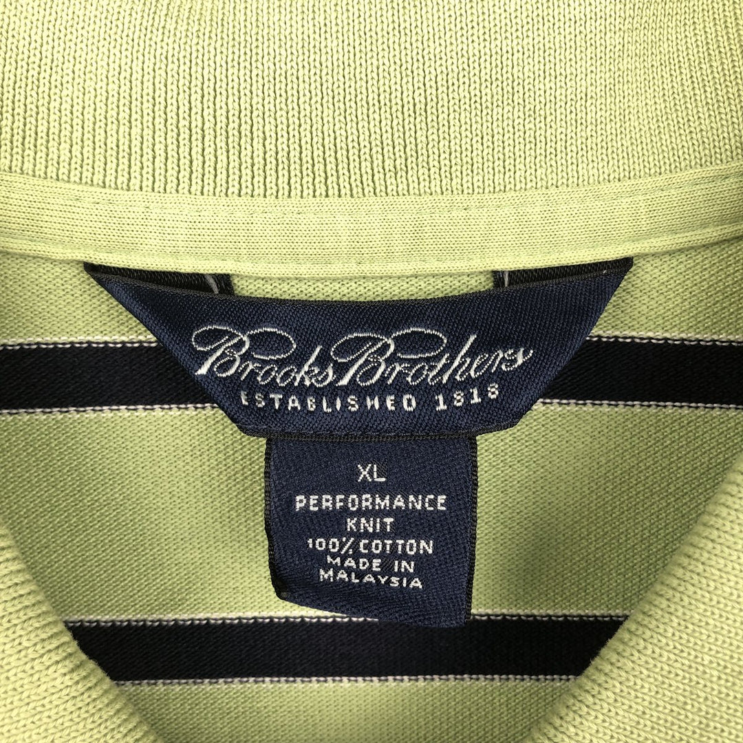 Brooks Brothers Short-Sleeve Striped Polo Shirt, Men's Size XL (approx.) cotton green type yellow green Vintage Second Hand