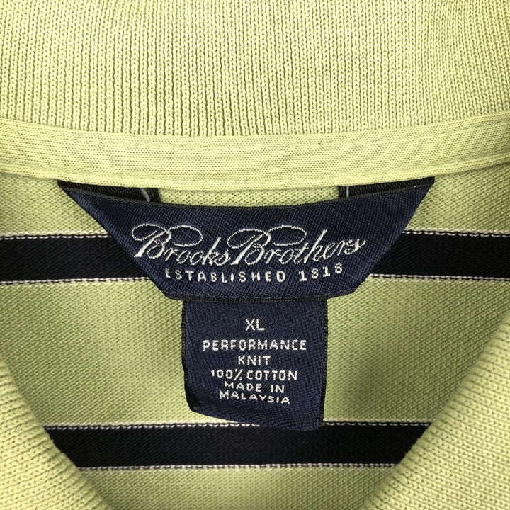 Brooks Brothers Short-Sleeve Striped Polo Shirt, Men's Size XL (approx.) cotton green type yellow green Vintage Second Hand