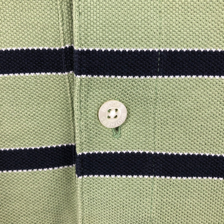 Brooks Brothers Short-Sleeve Striped Polo Shirt, Men's Size XL (approx.) cotton green type yellow green Vintage Second Hand