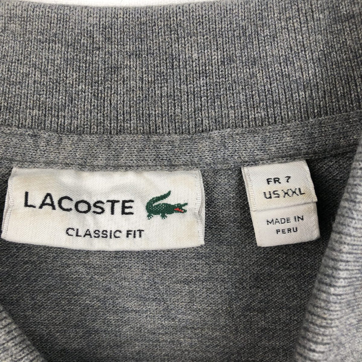 Lacoste Classic Fit short sleeve polo shirt for men, equivalent to XXL cotton gray type Vintage Second Hand