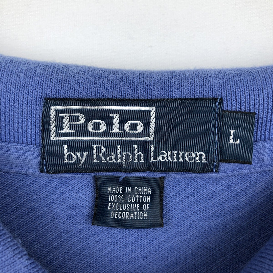 Ralph Lauren POLO by Ralph Lauren short sleeve polo shirt, men's size L cotton Blue type light blue Vintage Second Hand