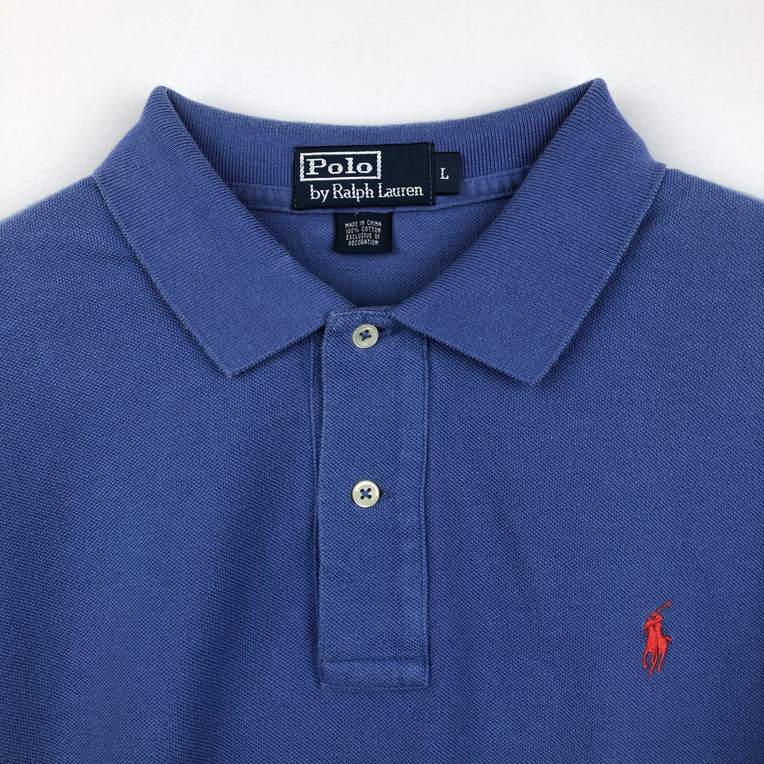 Ralph Lauren POLO by Ralph Lauren short sleeve polo shirt, men's size L cotton Blue type light blue Vintage Second Hand
