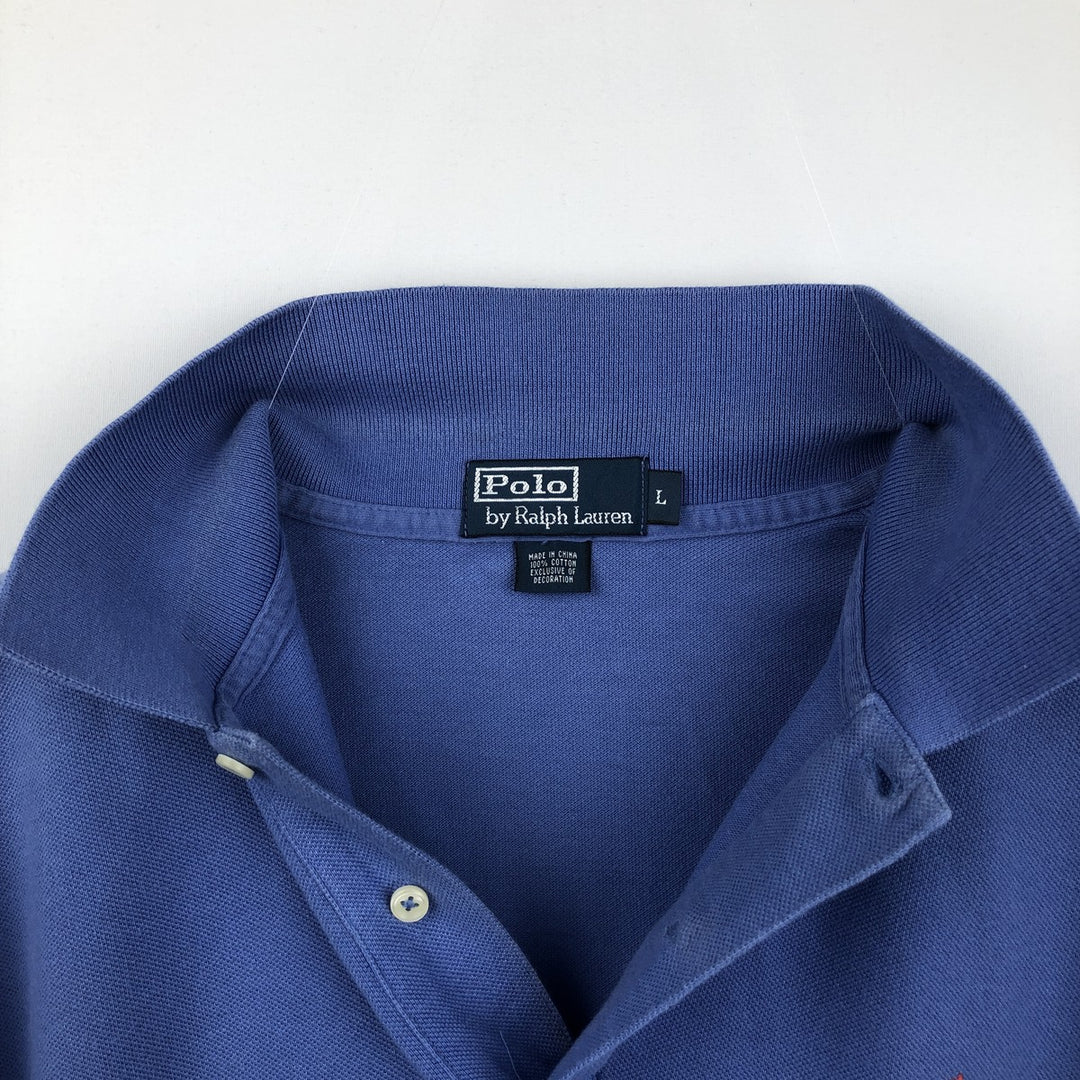 Ralph Lauren POLO by Ralph Lauren short sleeve polo shirt, men's size L cotton Blue type light blue Vintage Second Hand