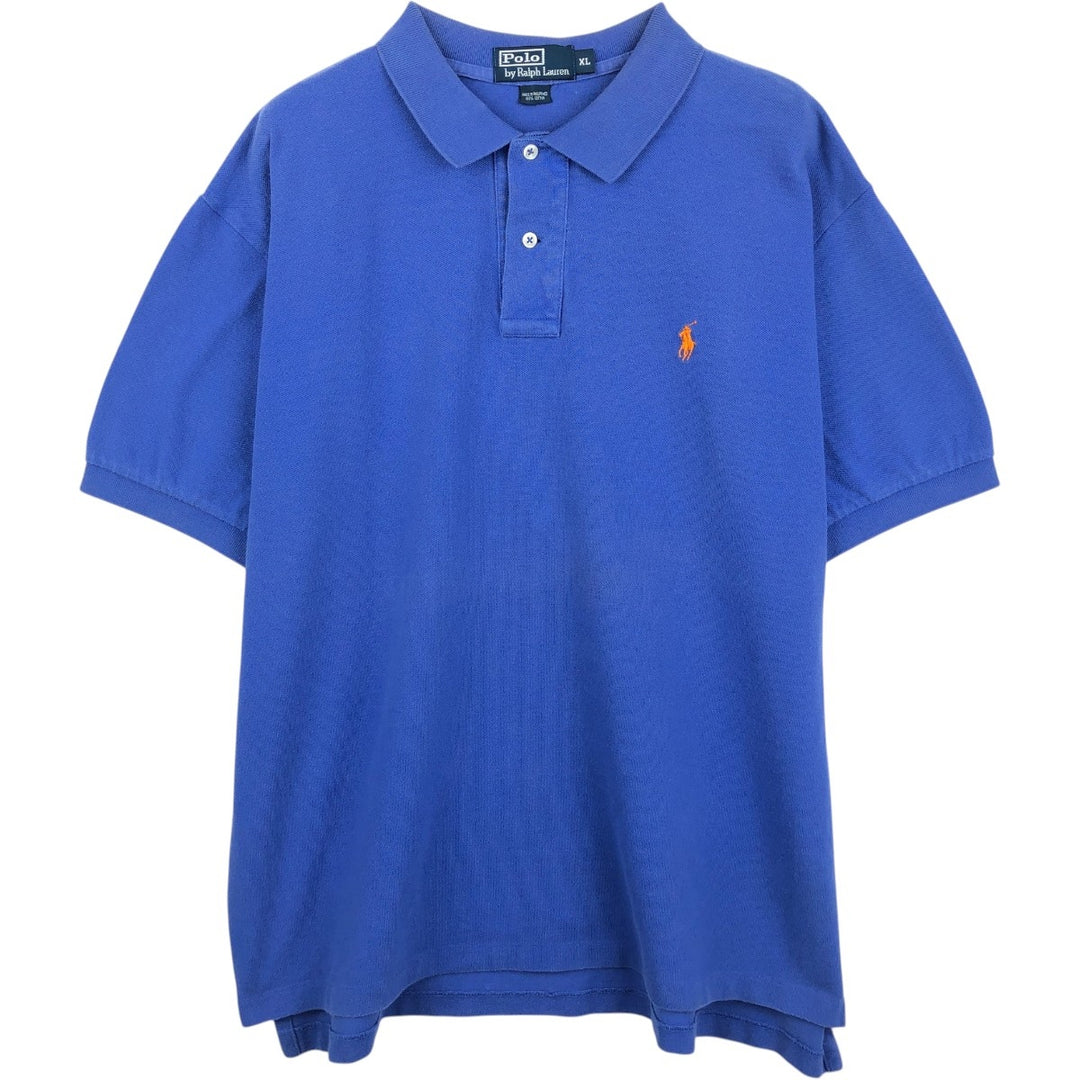 Ralph Lauren POLO by Ralph Lauren short sleeve polo shirt, men's XL size cotton blue type Vintage Second Hand