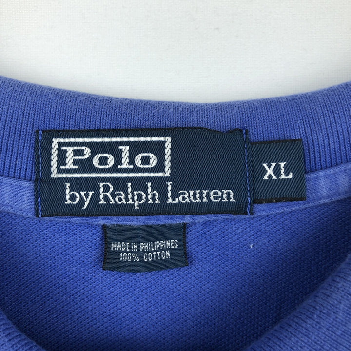 Ralph Lauren POLO by Ralph Lauren short sleeve polo shirt, men's XL size cotton blue type Vintage Second Hand