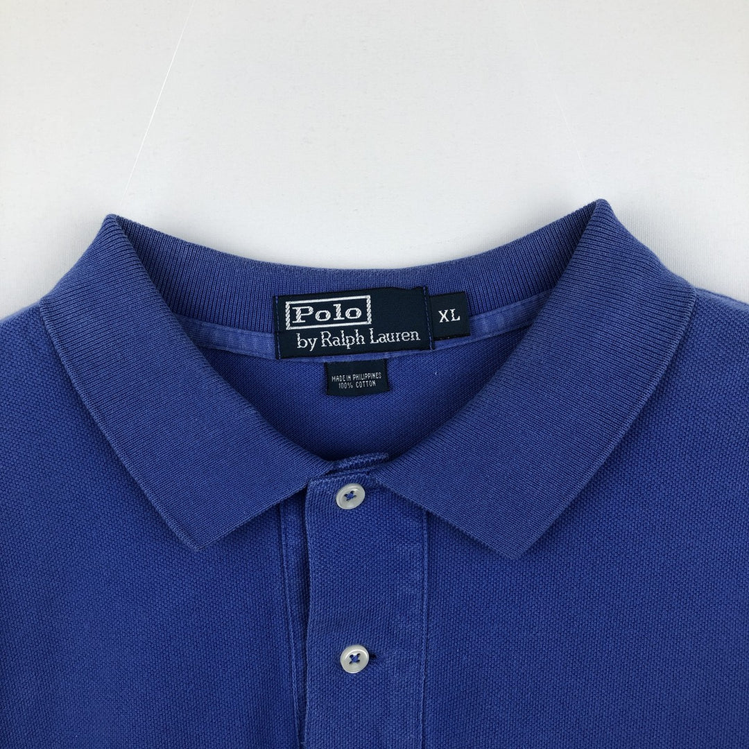 Ralph Lauren POLO by Ralph Lauren short sleeve polo shirt, men's XL size cotton blue type Vintage Second Hand