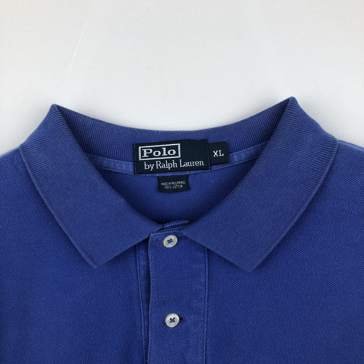 Ralph Lauren POLO by Ralph Lauren short sleeve polo shirt, men's XL size cotton blue type Vintage Second Hand