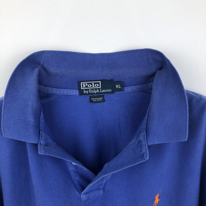 Ralph Lauren POLO by Ralph Lauren short sleeve polo shirt, men's XL size cotton blue type Vintage Second Hand