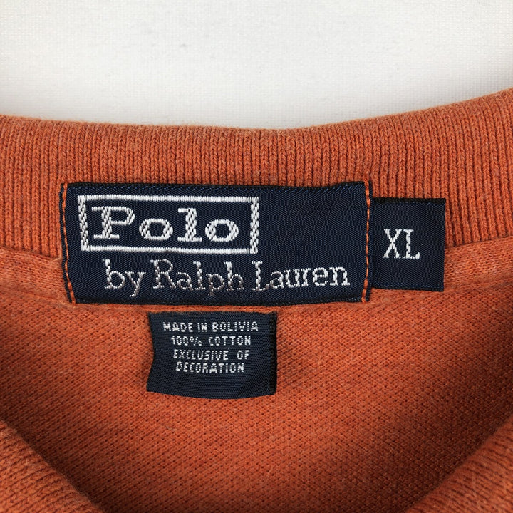 Ralph Lauren POLO by Ralph Lauren short sleeve polo shirt, men's XL size cotton orange type Vintage Second Hand