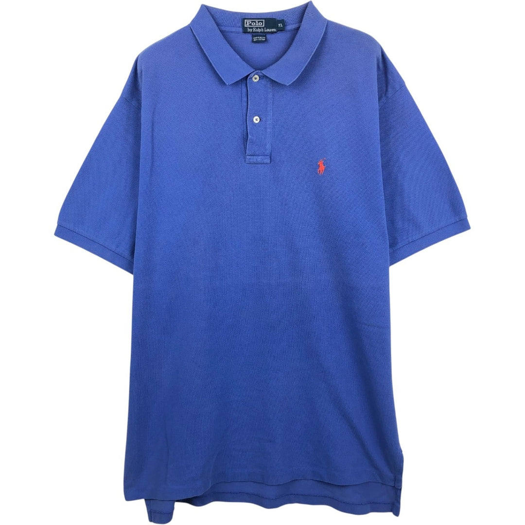 Ralph Lauren POLO by Ralph Lauren short sleeve polo shirt, men's XL size cotton blue type Vintage Second Hand