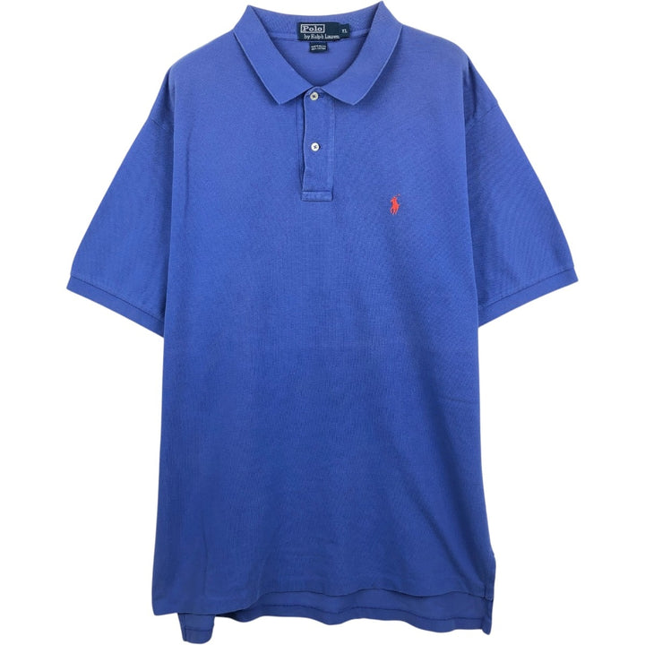 Ralph Lauren POLO by Ralph Lauren short sleeve polo shirt, men's XL size cotton blue type Vintage Second Hand