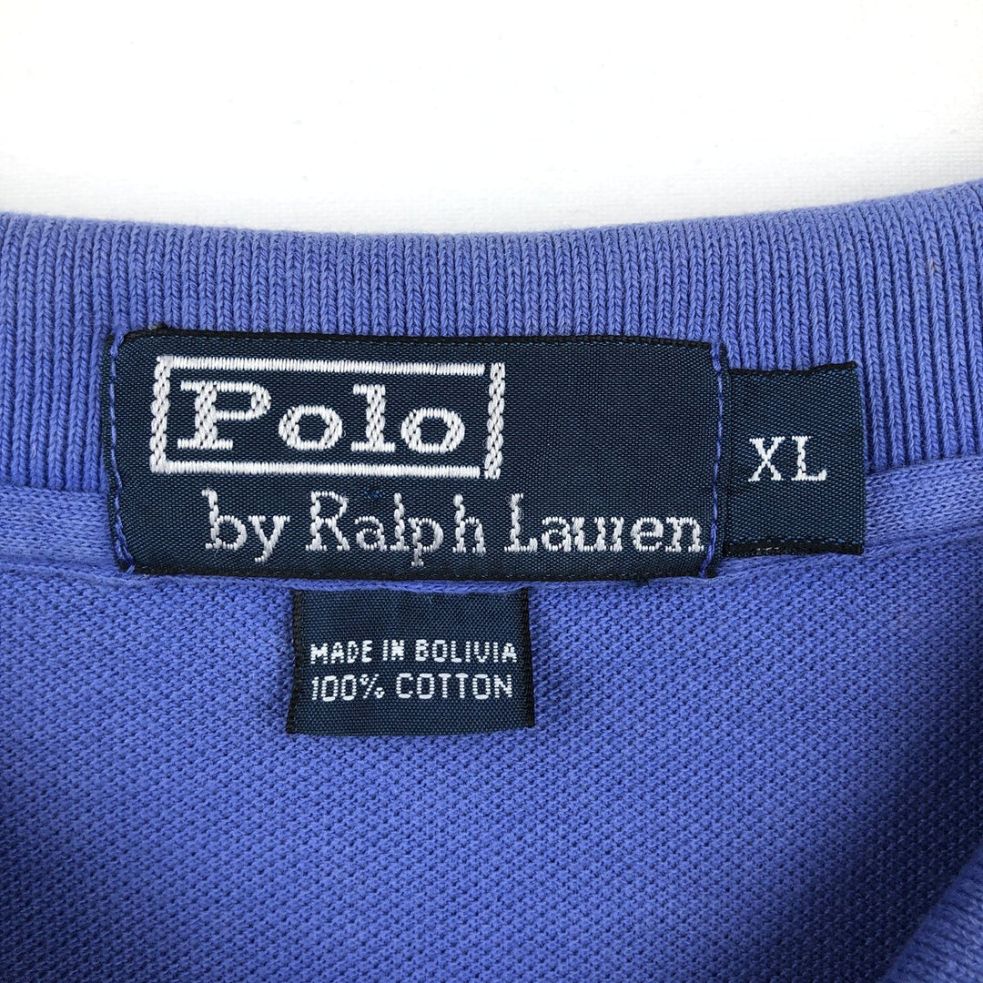 Ralph Lauren POLO by Ralph Lauren short sleeve polo shirt, men's XL size cotton blue type Vintage Second Hand
