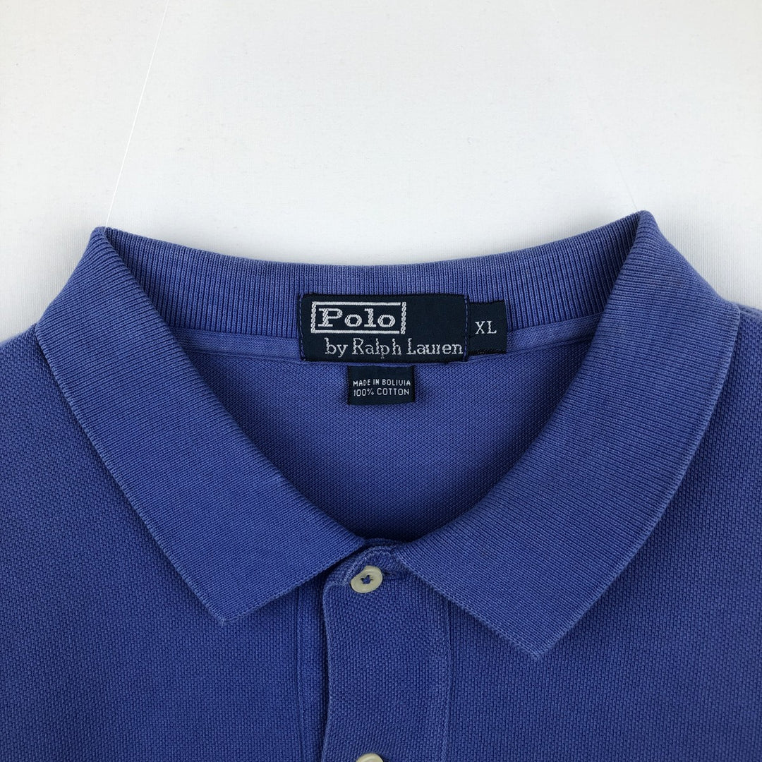 Ralph Lauren POLO by Ralph Lauren short sleeve polo shirt, men's XL size cotton blue type Vintage Second Hand
