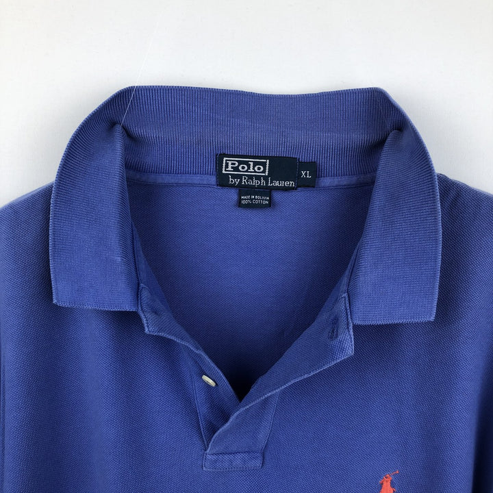 Ralph Lauren POLO by Ralph Lauren short sleeve polo shirt, men's XL size cotton blue type Vintage Second Hand