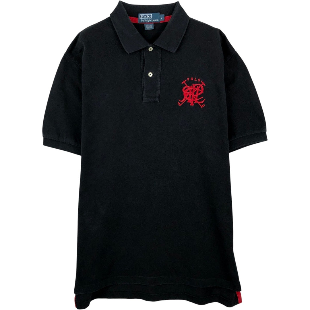 Ralph Lauren POLO by Ralph Lauren short sleeve polo shirt, men's size L cotton black type Vintage Second Hand