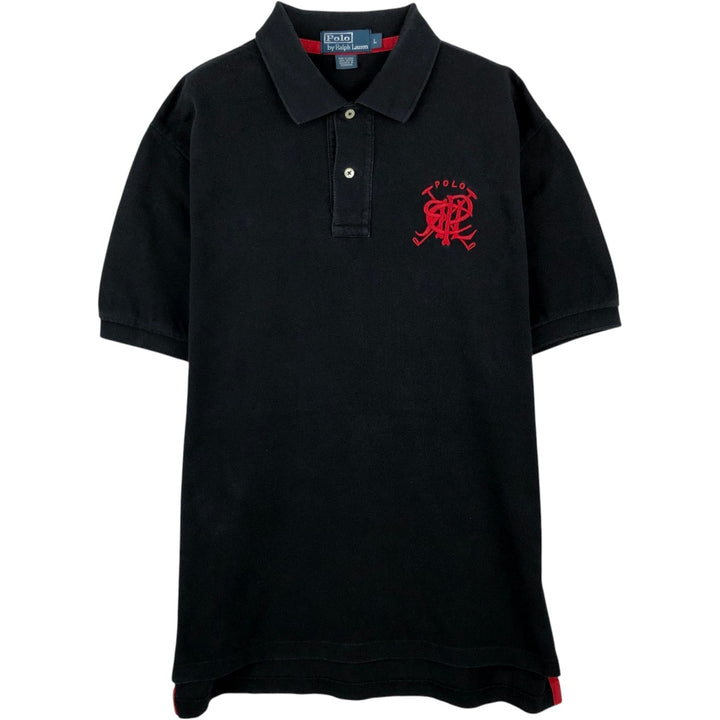 Ralph Lauren POLO by Ralph Lauren short sleeve polo shirt, men's size L cotton black type Vintage Second Hand