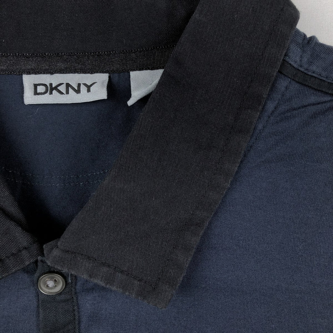Donna Karan New York (DKNY) Short-Sleeve Polo Shirt, Men's Size L (approx.) cotton navy blue type Vintage Second Hand
