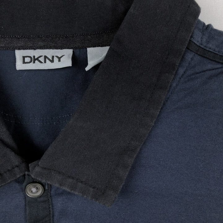 Donna Karan New York (DKNY) Short-Sleeve Polo Shirt, Men's Size L (approx.) cotton navy blue type Vintage Second Hand