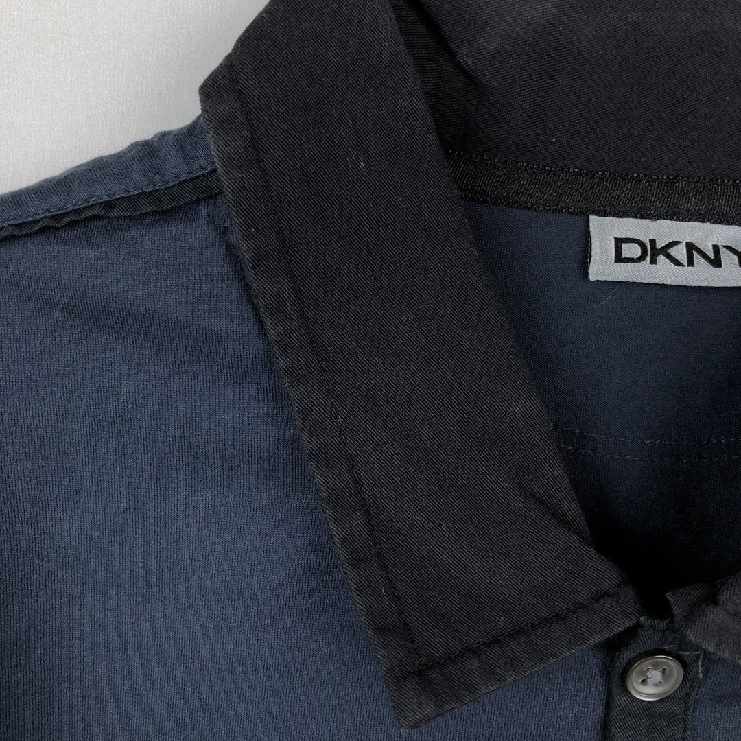 Donna Karan New York (DKNY) Short-Sleeve Polo Shirt, Men's Size L (approx.) cotton navy blue type Vintage Second Hand