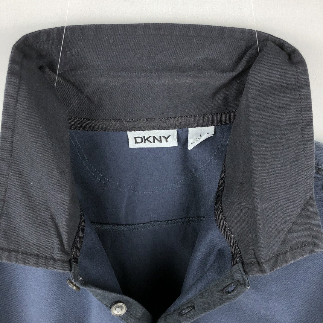 Donna Karan New York (DKNY) Short-Sleeve Polo Shirt, Men's Size L (approx.) cotton navy blue type Vintage Second Hand