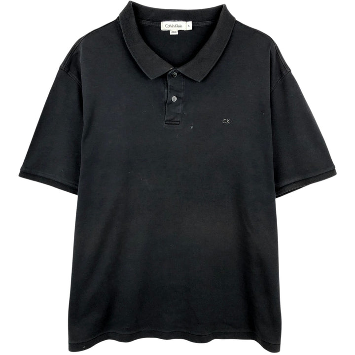 Calvin Klein short sleeve polo shirt, men's XL size cotton black type Vintage Second Hand