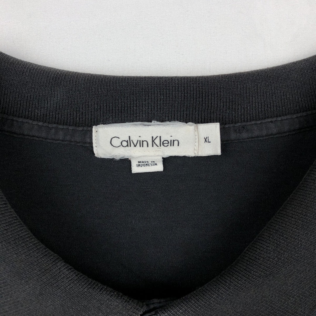 Calvin Klein short sleeve polo shirt, men's XL size cotton black type Vintage Second Hand