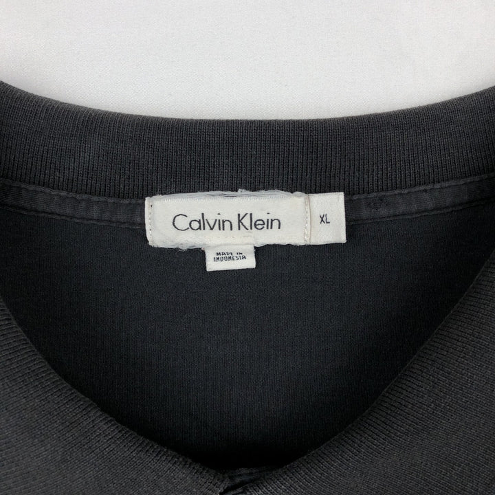 Calvin Klein short sleeve polo shirt, men's XL size cotton black type Vintage Second Hand