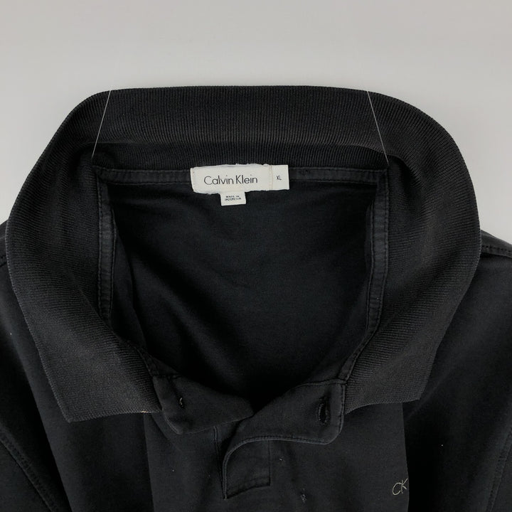Calvin Klein short sleeve polo shirt, men's XL size cotton black type Vintage Second Hand