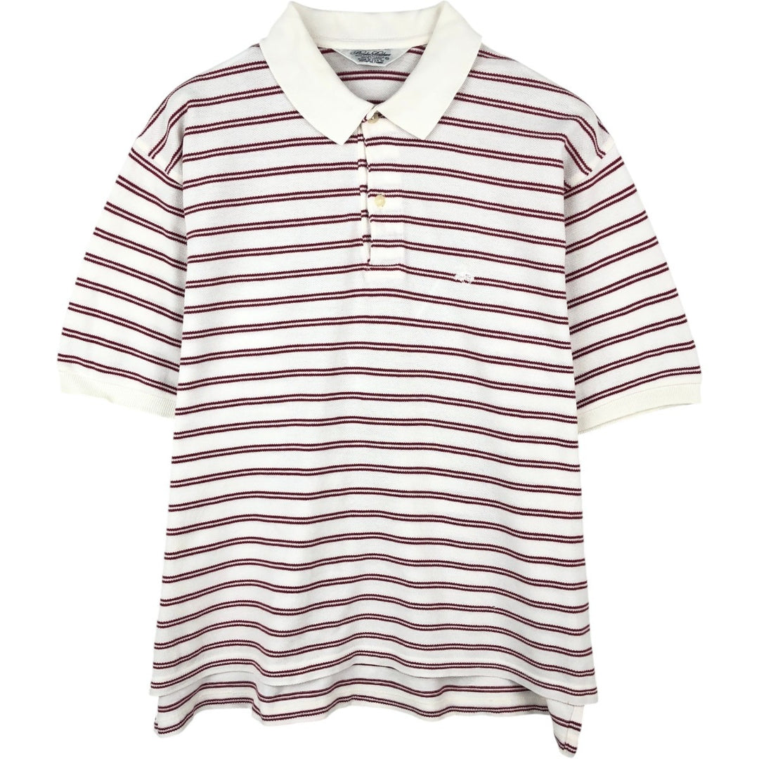1990'S Brooks Brothers Golden Fleece Short-Sleeve Striped Polo Shirt, Made in USA, Men's Size S (Equivalent), Vintage cotton white type Vintage Second Hand