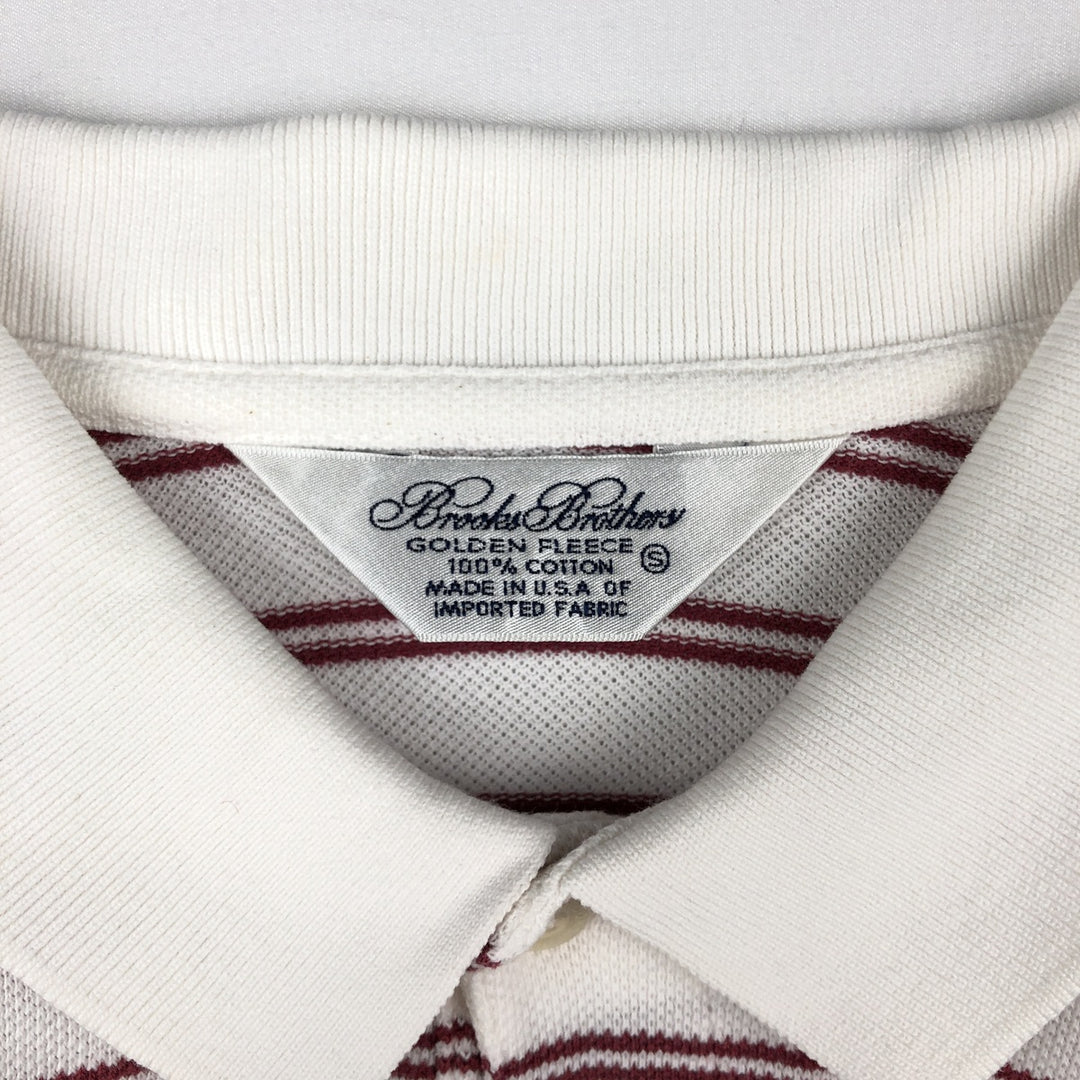 1990'S Brooks Brothers Golden Fleece Short-Sleeve Striped Polo Shirt, Made in USA, Men's Size S (Equivalent), Vintage cotton white type Vintage Second Hand