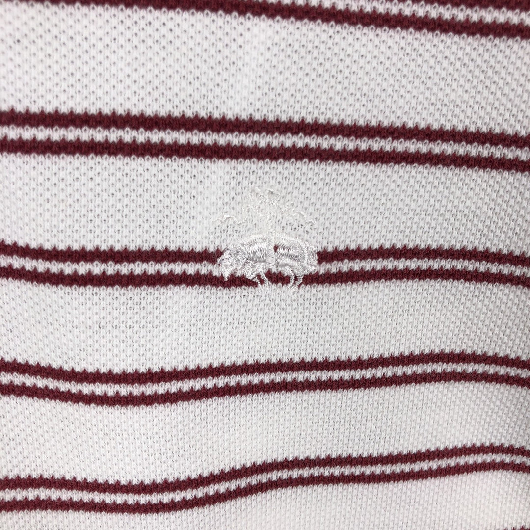 1990'S Brooks Brothers Golden Fleece Short-Sleeve Striped Polo Shirt, Made in USA, Men's Size S (Equivalent), Vintage cotton white type Vintage Second Hand