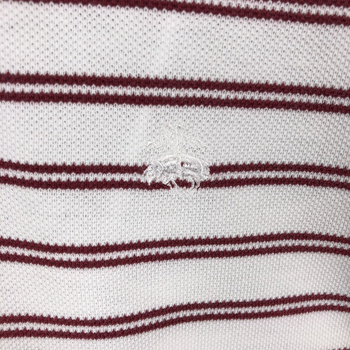 1990'S Brooks Brothers Golden Fleece Short-Sleeve Striped Polo Shirt, Made in USA, Men's Size S (Equivalent), Vintage cotton white type Vintage Second Hand