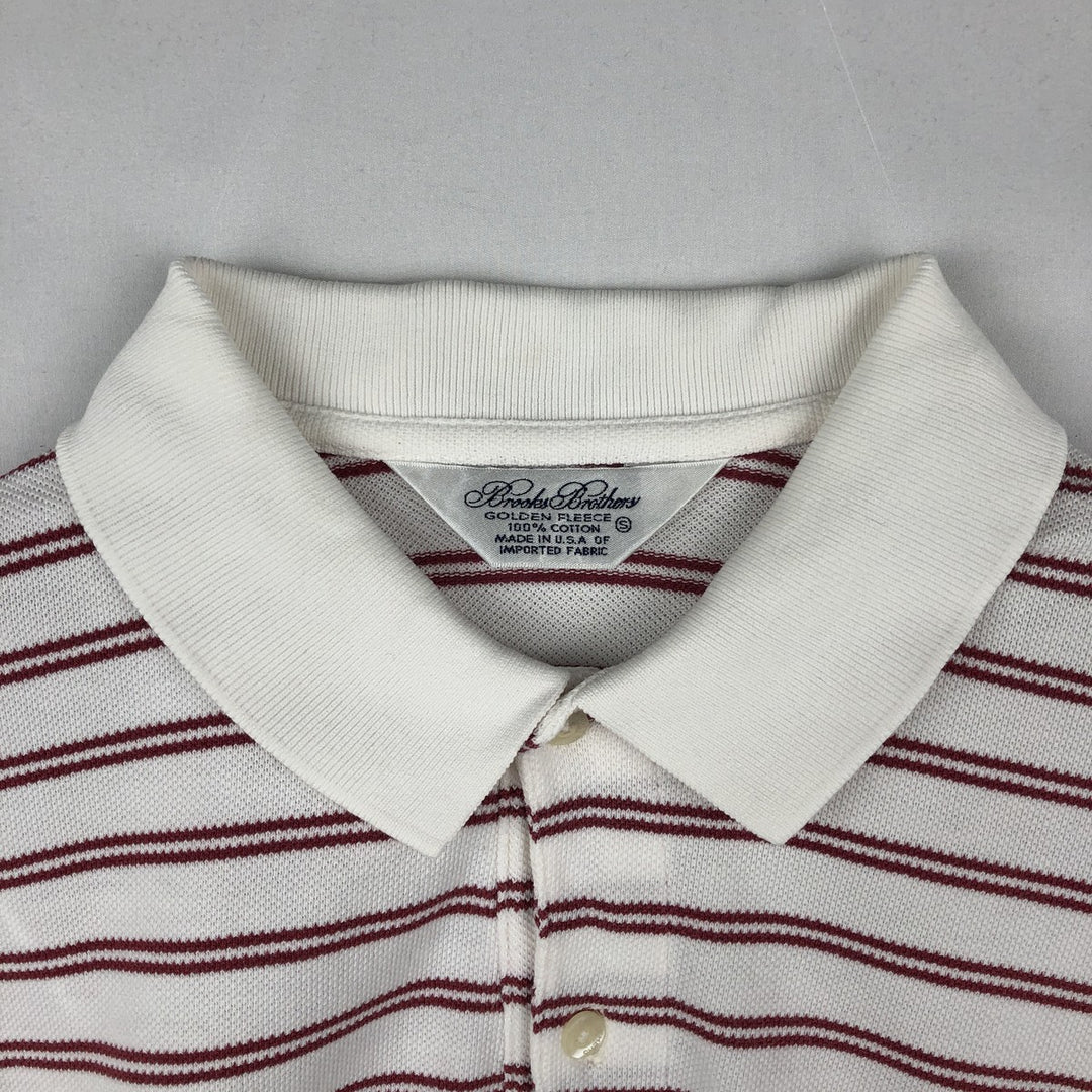 1990'S Brooks Brothers Golden Fleece Short-Sleeve Striped Polo Shirt, Made in USA, Men's Size S (Equivalent), Vintage cotton white type Vintage Second Hand