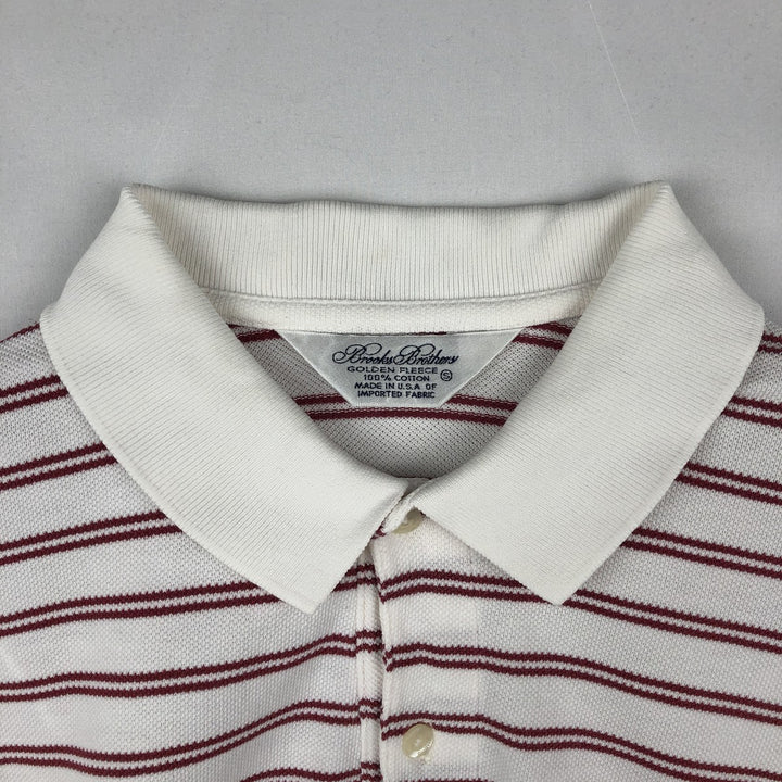 1990'S Brooks Brothers Golden Fleece Short-Sleeve Striped Polo Shirt, Made in USA, Men's Size S (Equivalent), Vintage cotton white type Vintage Second Hand