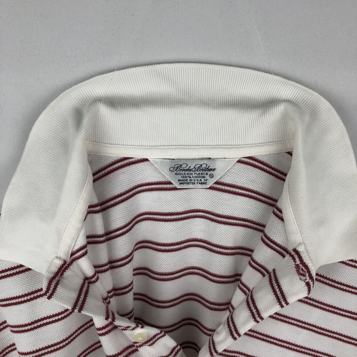 1990'S Brooks Brothers Golden Fleece Short-Sleeve Striped Polo Shirt, Made in USA, Men's Size S (Equivalent), Vintage cotton white type Vintage Second Hand