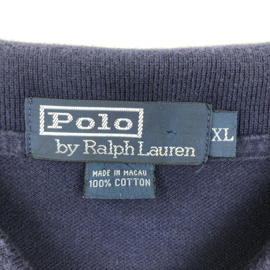 Ralph Lauren POLO by Ralph Lauren short sleeve polo shirt, men's XL size cotton navy blue type Vintage Second Hand
