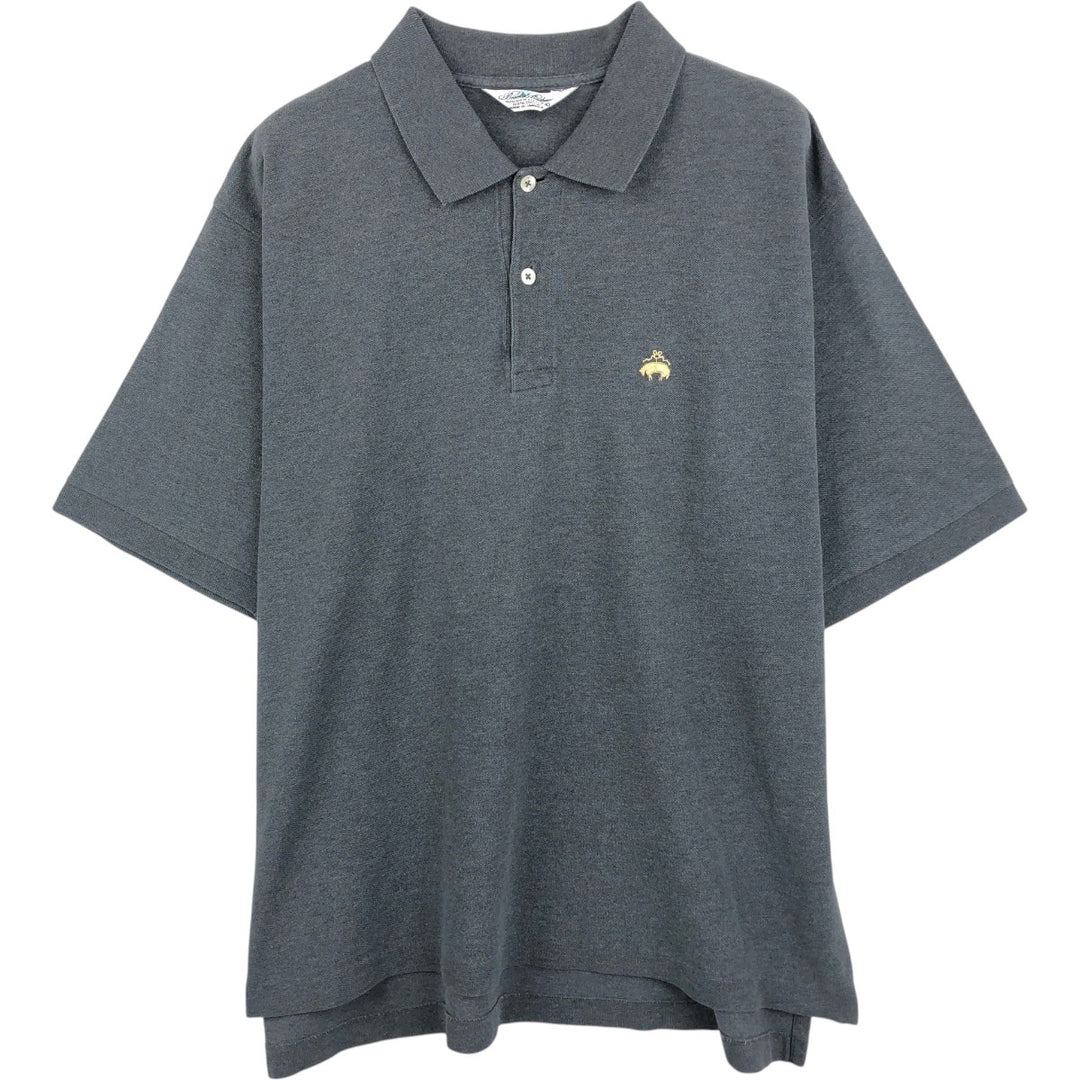 Brooks Brothers Golden Fleece Short-Sleeve Polo Shirt, Made in Jamaica, Men's Size L (approx.) cotton Charcoal Vintage Second Hand