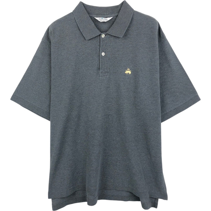Brooks Brothers Golden Fleece Short-Sleeve Polo Shirt, Made in Jamaica, Men's Size L (approx.) cotton Charcoal Vintage Second Hand