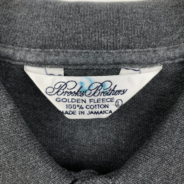 Brooks Brothers Golden Fleece Short-Sleeve Polo Shirt, Made in Jamaica, Men's Size L (approx.) cotton Charcoal Vintage Second Hand
