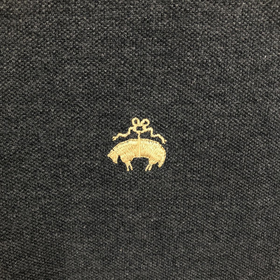 Brooks Brothers Golden Fleece Short-Sleeve Polo Shirt, Made in Jamaica, Men's Size L (approx.) cotton Charcoal Vintage Second Hand