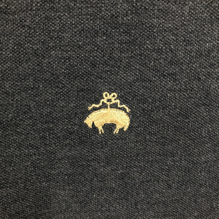 Brooks Brothers Golden Fleece Short-Sleeve Polo Shirt, Made in Jamaica, Men's Size L (approx.) cotton Charcoal Vintage Second Hand