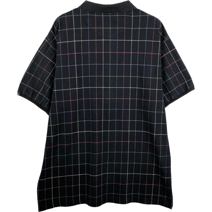 Ralph Lauren CHAPS Short-Sleeve Check Polo Shirt, Men's Size L (approx.) cotton black type Vintage Second Hand