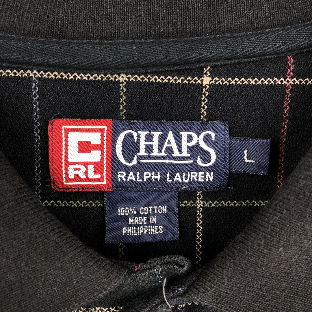 Ralph Lauren CHAPS Short-Sleeve Check Polo Shirt, Men's Size L (approx.) cotton black type Vintage Second Hand