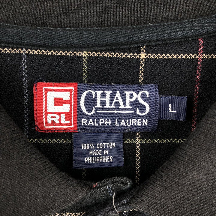 Ralph Lauren CHAPS Short-Sleeve Check Polo Shirt, Men's Size L (approx.) cotton black type Vintage Second Hand