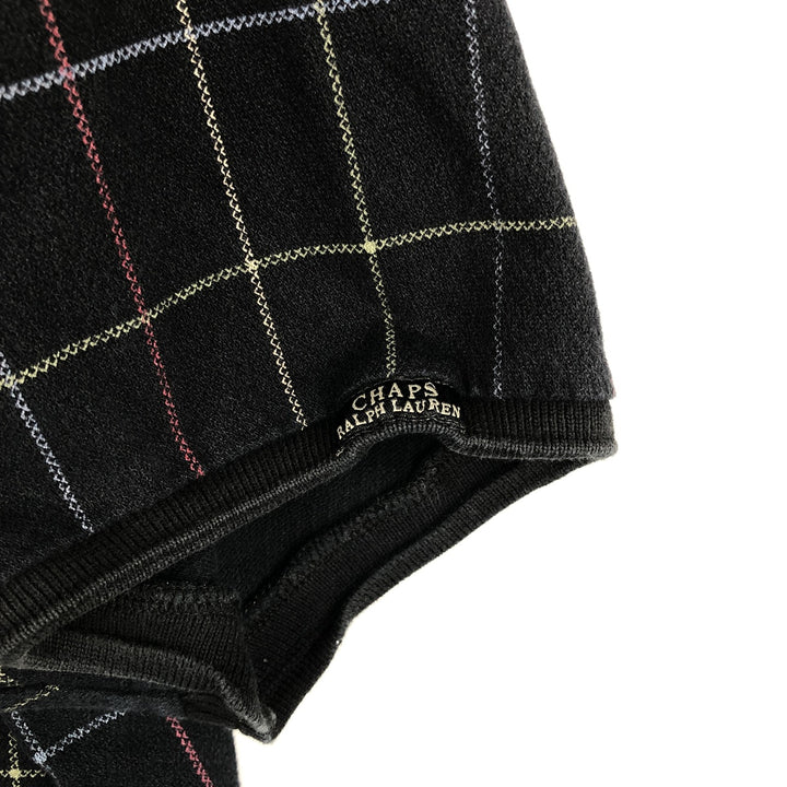 Ralph Lauren CHAPS Short-Sleeve Check Polo Shirt, Men's Size L (approx.) cotton black type Vintage Second Hand