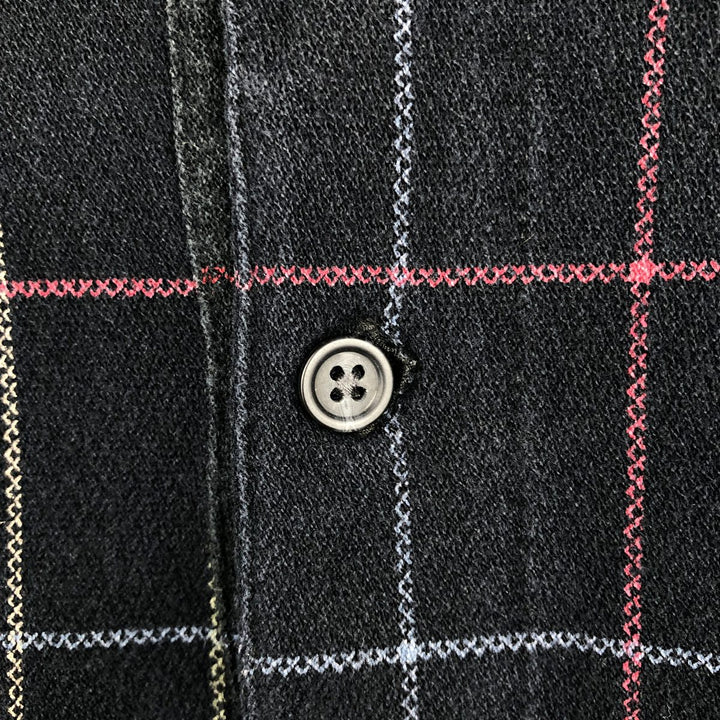 Ralph Lauren CHAPS Short-Sleeve Check Polo Shirt, Men's Size L (approx.) cotton black type Vintage Second Hand