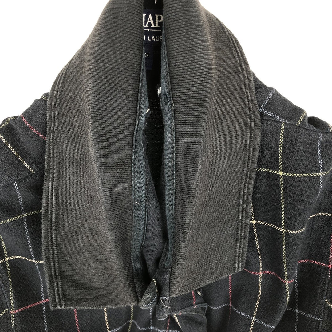 Ralph Lauren CHAPS Short-Sleeve Check Polo Shirt, Men's Size L (approx.) cotton black type Vintage Second Hand