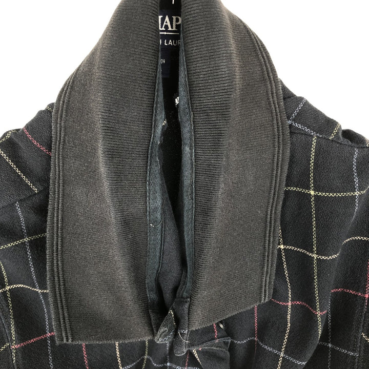 Ralph Lauren CHAPS Short-Sleeve Check Polo Shirt, Men's Size L (approx.) cotton black type Vintage Second Hand